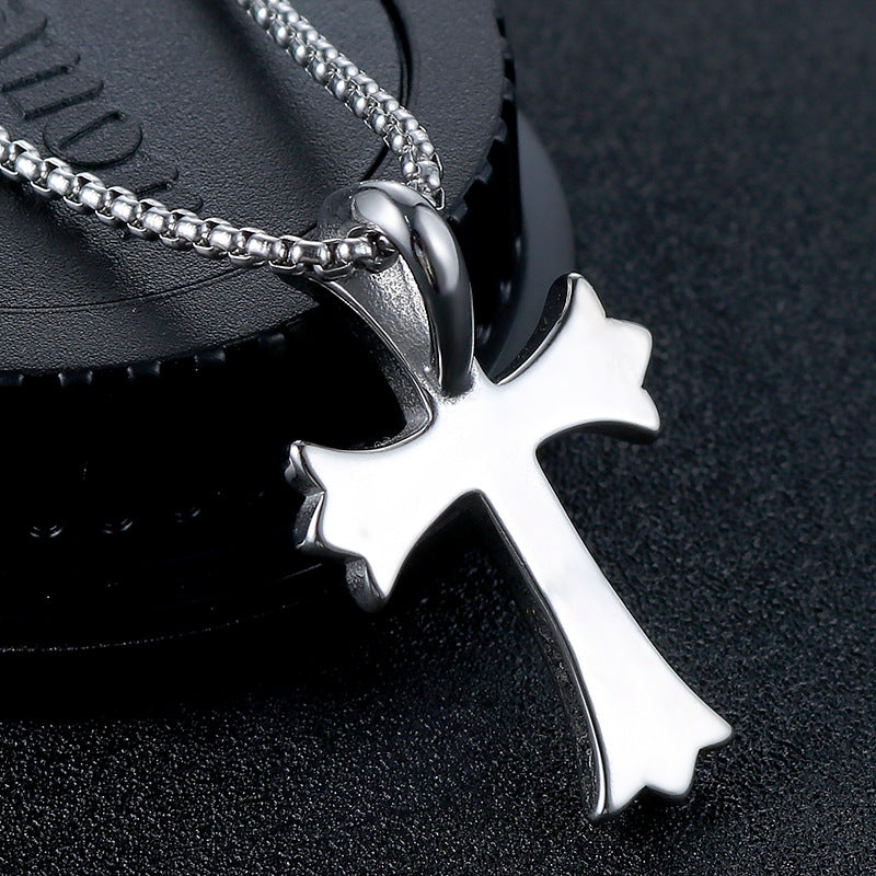 Stylish Titanium Steel Cross Pendant for Men and Women - Personalized Retro Jewelry