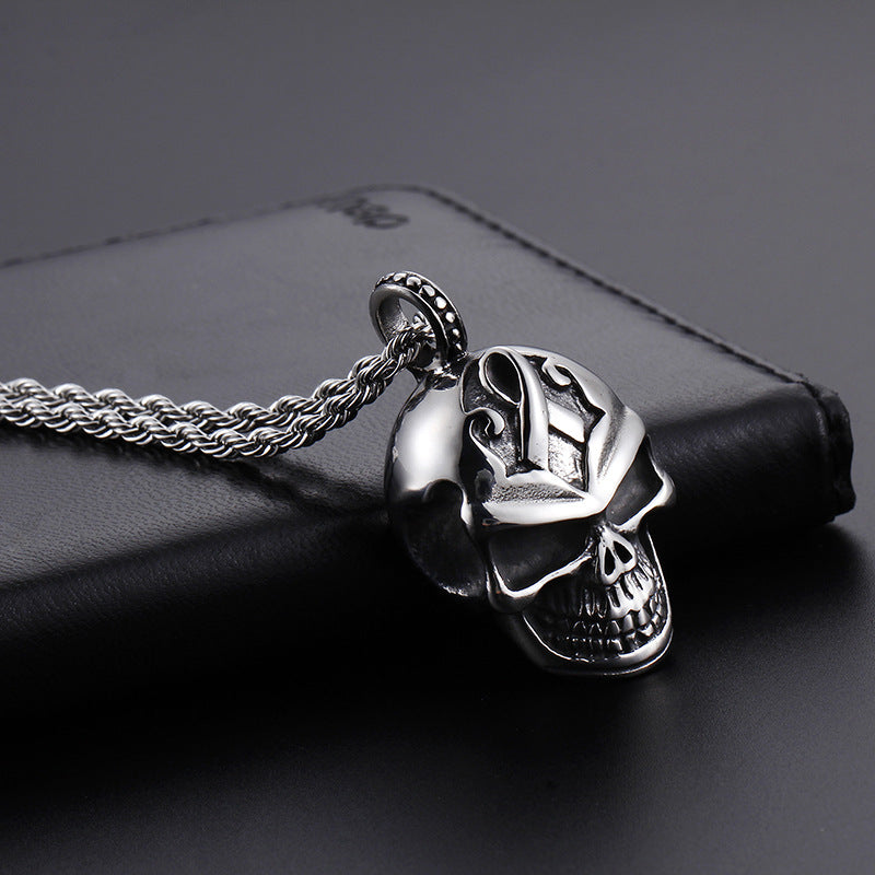 Men's Bold 3D Skull Pendant in Titanium Steel