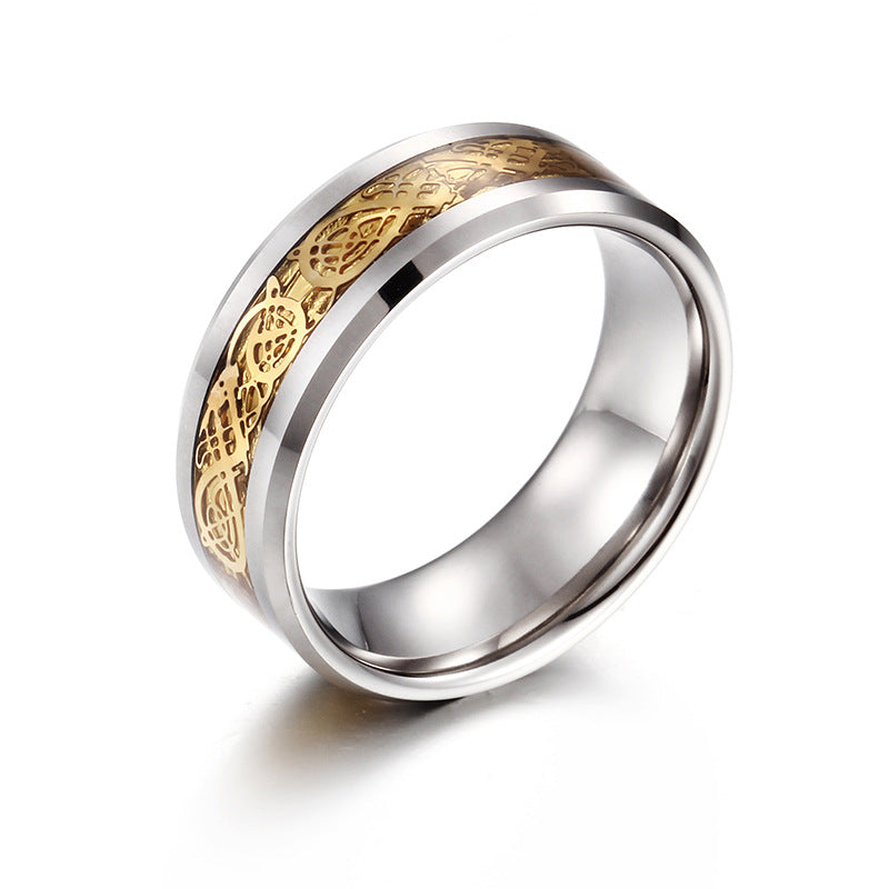 Tungsten Steel Dragon Ring – Unisex Trendy Roman Design Tail Ring for Men and Women, Wholesale Jewelry