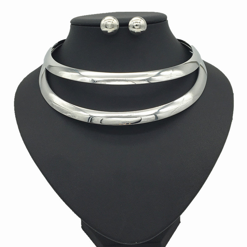 Planderful Savanna Rhythms Necklace – Stylish Double-Layer Hollow Metal Design