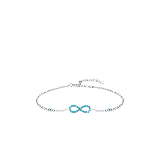 Elegant S925 Sterling Silver Turquoise Bracelet with Infinite Love Symbol