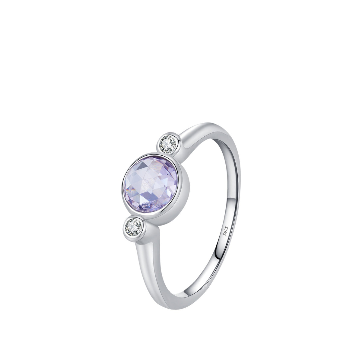 925 Sterling Silver Round Zircon Ring