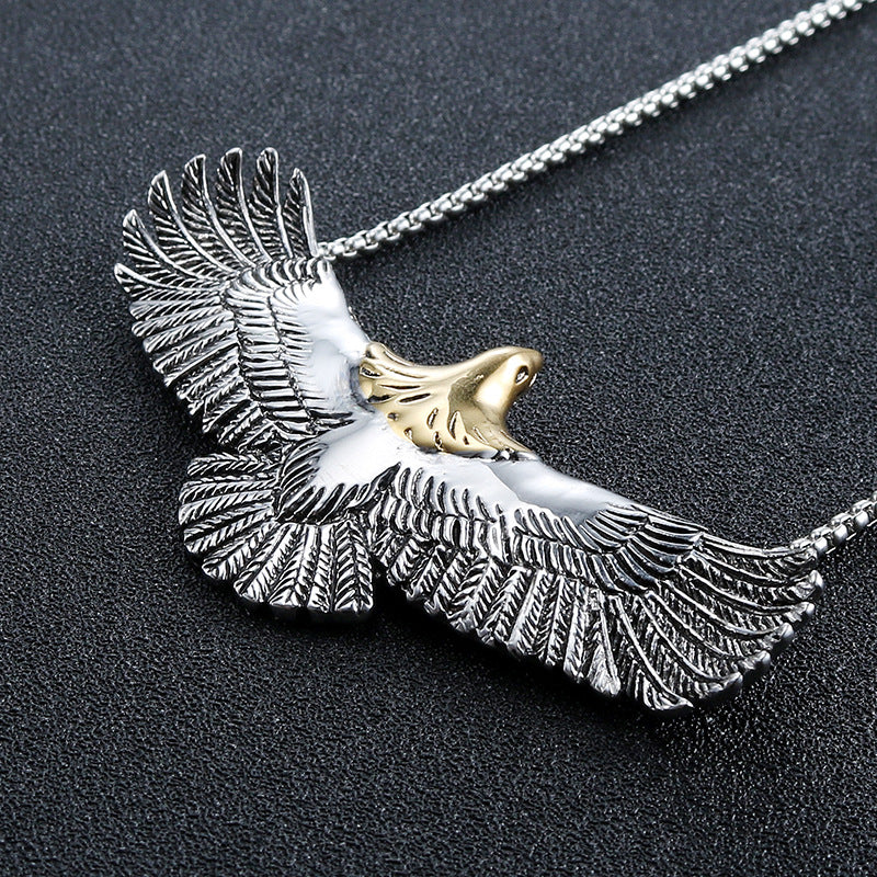 Takahashi Goro Men's Eagle Pendant - Stylish Japanese & Korean Feather Design in Durable Stainless Steel