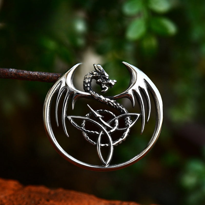 Viking Celtic Knot and Retro Stainless Steel Dragon Pendant for Men - Cross-Border Foreign Trade