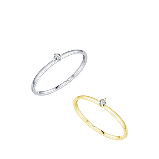 Moissanite Sparkling Sterling Silver Ring - Adjustable Index Finger Design
