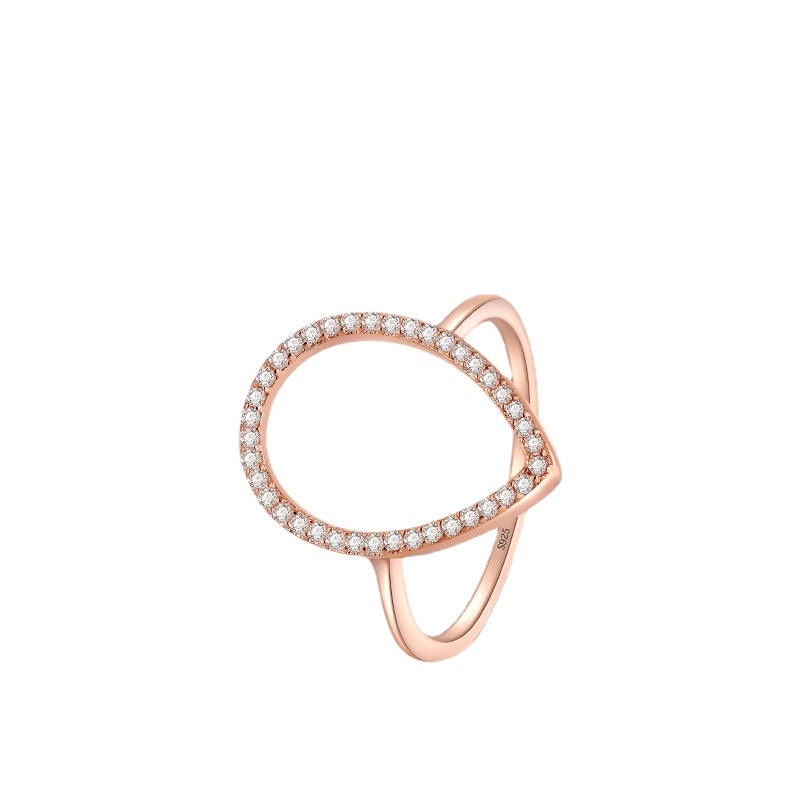 Trendy Drop Shaped Sterling Silver Ring with Zircon for Women