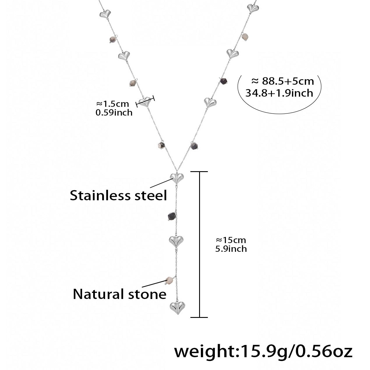 Planderful Stainless Steel Agate Y Necklace Women Chic