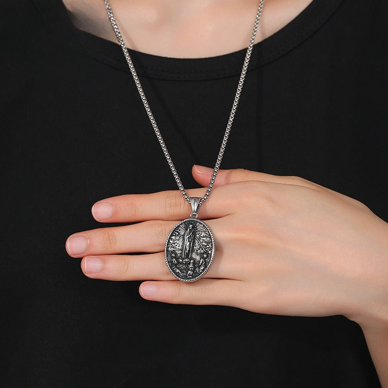 Vintage Cross Stainless Steel Pendant Necklace