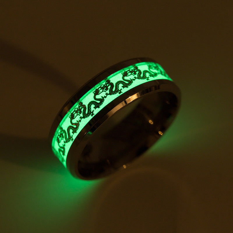 Titanium Dragon Ring - European Style Men's Jewelry with Luminous Features