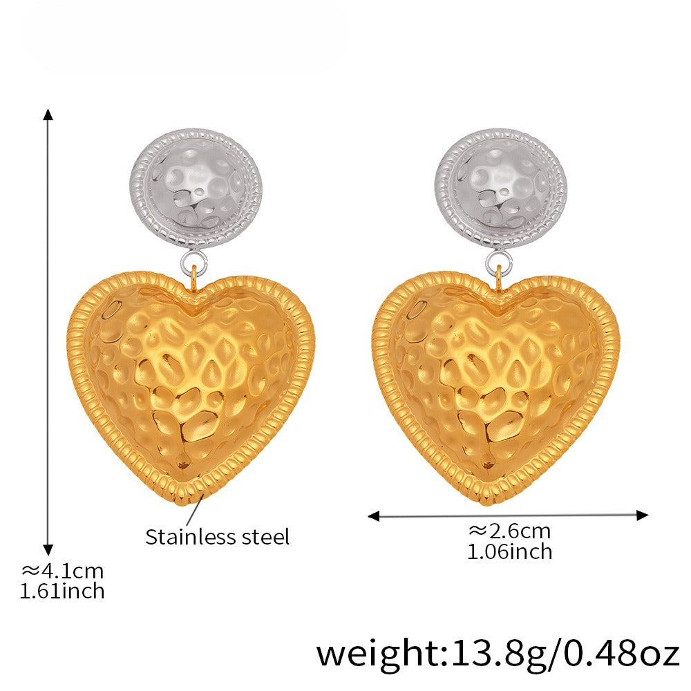 Planderful Peach Heart Stud Earrings 18K Gold Plated Ladies