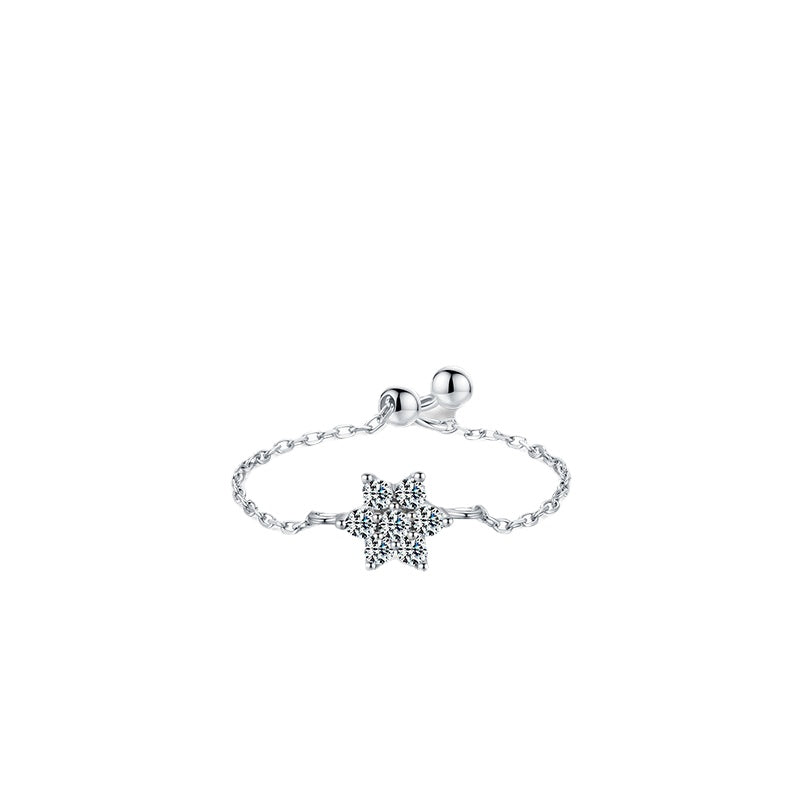 Fresh and Cute S925 Sterling Silver Flower Ring with Adjustable Design