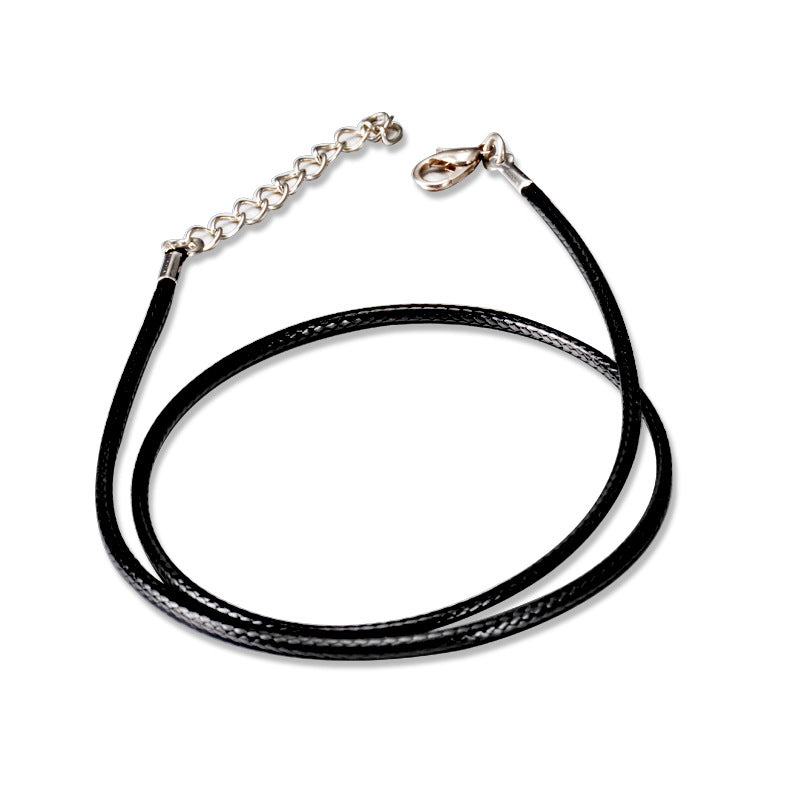 Black Waxed Cord Necklace — 2 mm