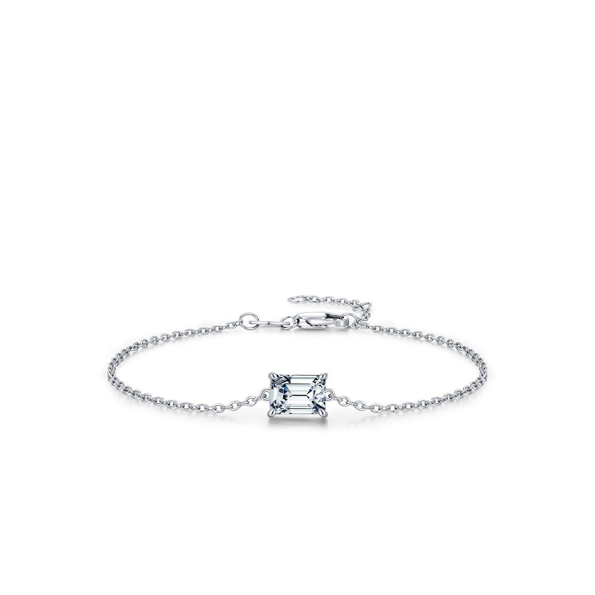 925 Sterling Silver Geometric Moissanite Bracelet