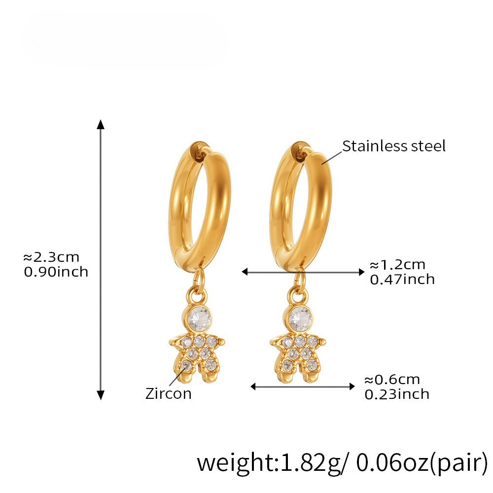 Planderful Little Prince Zircon Earrings Stainless Steel Women