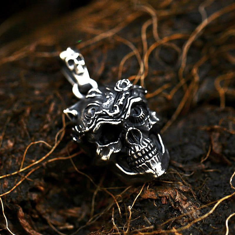 Punk-Inspired Stainless Steel Skull Pendant for Men - New European and American Titanium Steel Accessories