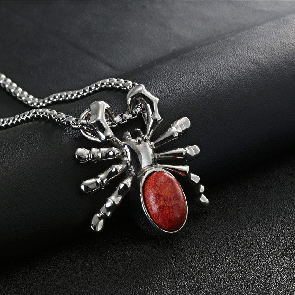 Titanium Steel Spider Pendant for Men and Women, Retro Crowe Design, Large Stainless Steel Accessory