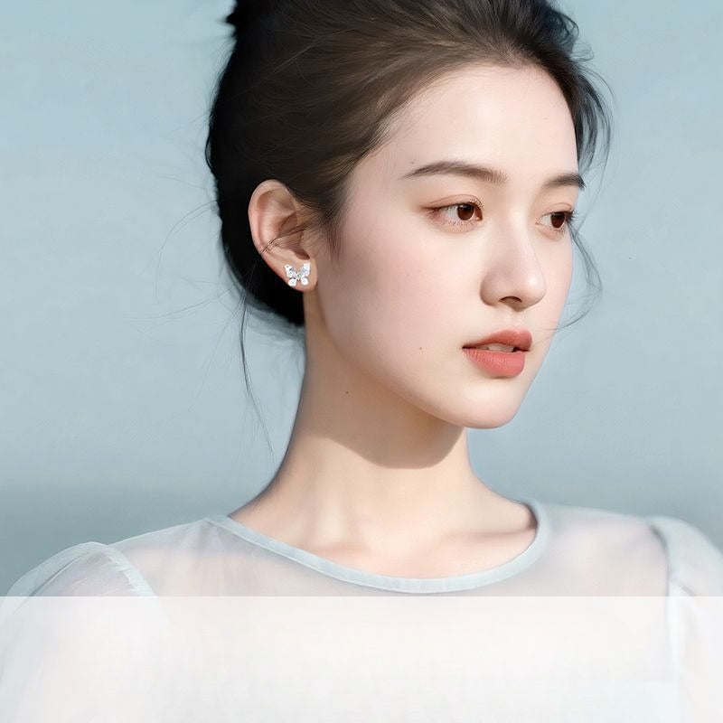 Planderful S925 Sterling Silver Butterfly Zircon Stud Earrings For Women Gift Idea Everyday Genie