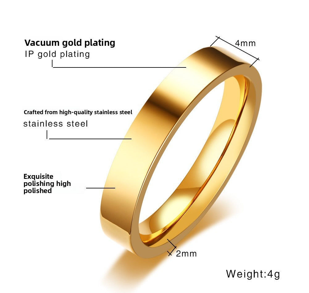 Stainless Steel Gold Wave Ring Titanium Steel Ring Couple Ring