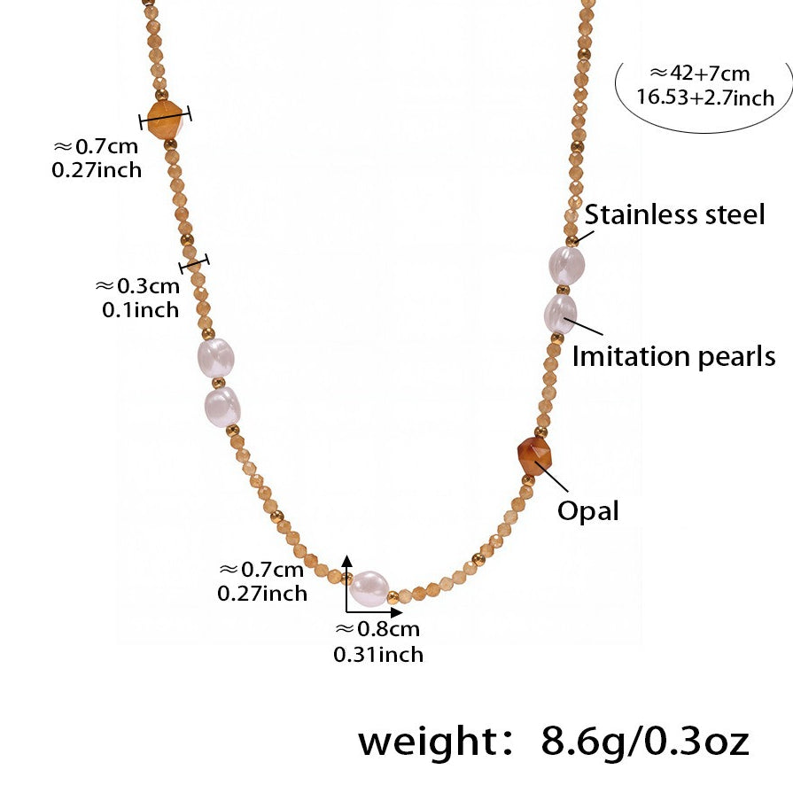 Planderful Opal Shell Beaded Collarbone Necklace For Girls