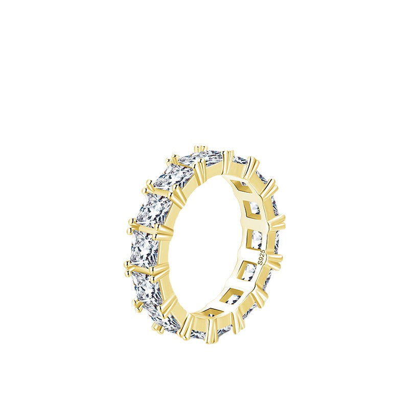 Luxurious Sterling Silver Zircon Radiant Row Ring