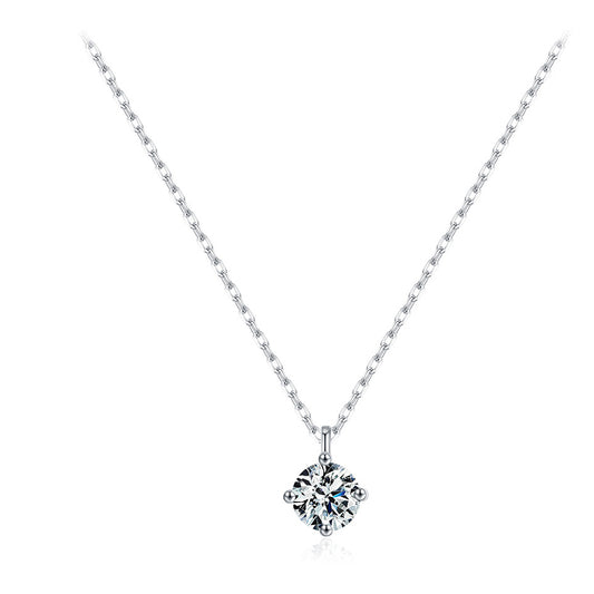 Luxurious Sterling Silver Necklace with Single Zircon
