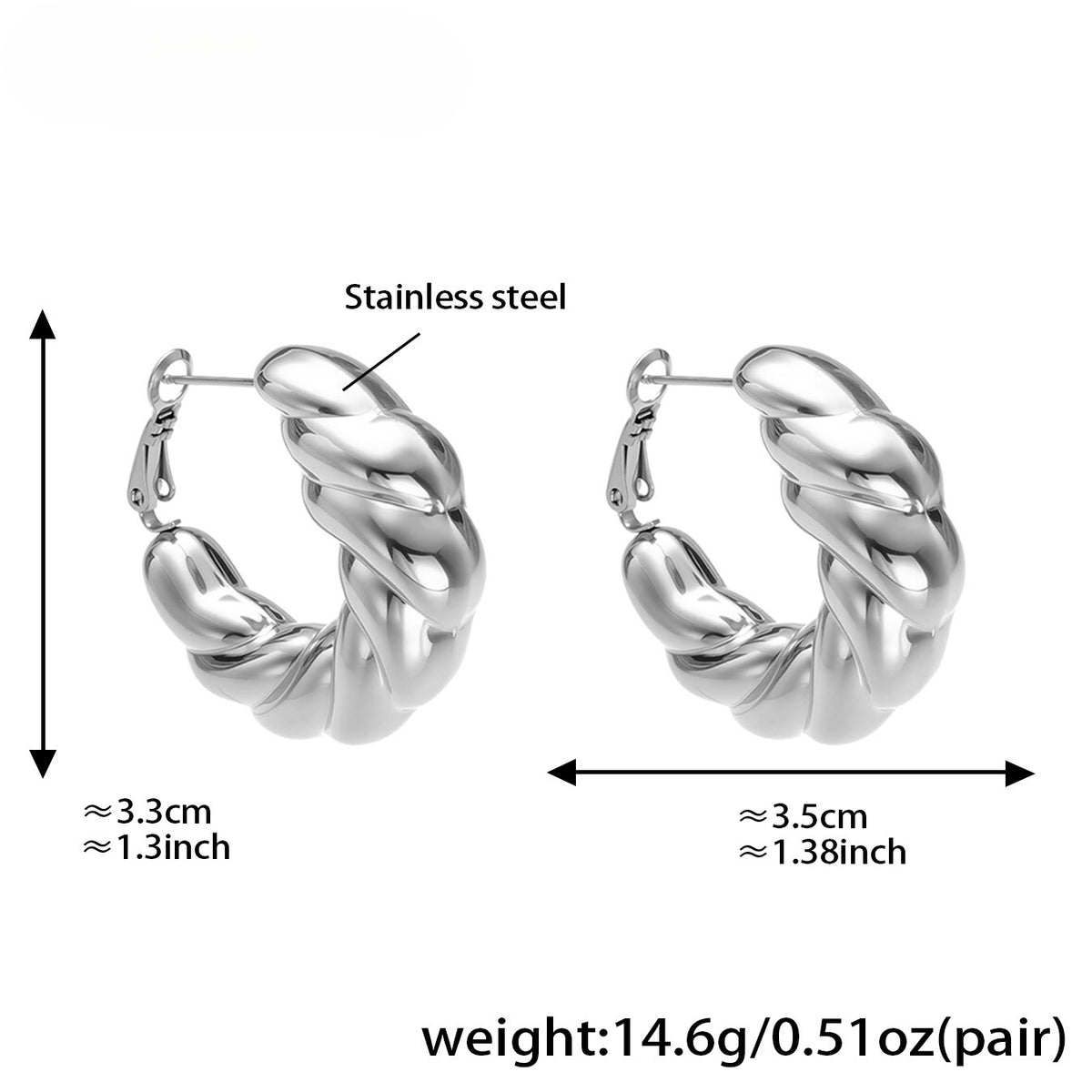 Planderful Hollow Twisted Earrings 18K Gold For Commuting