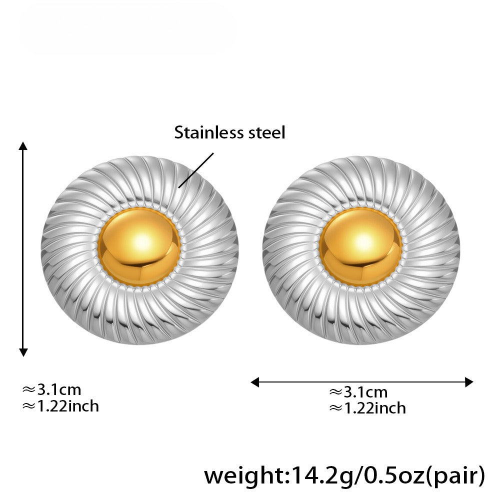 Planderful Circle Stud Earrings 18K Gold Plated For Women