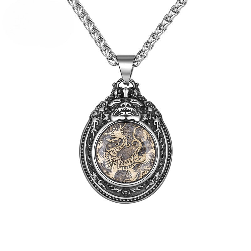 Stainless Steel Necklace – Statement Four Great Beasts Longtu Hip Hop Sweater Chain For Men