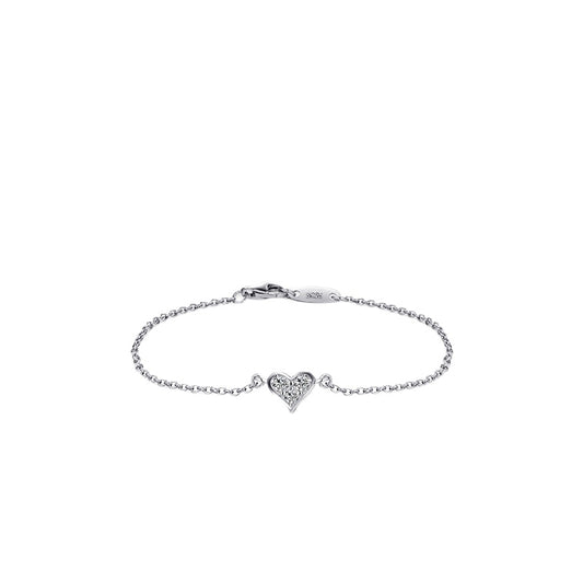 Elegant Heart-shaped Sterling Silver Bracelet for Women, Fashionable Jewelry from Europe and America