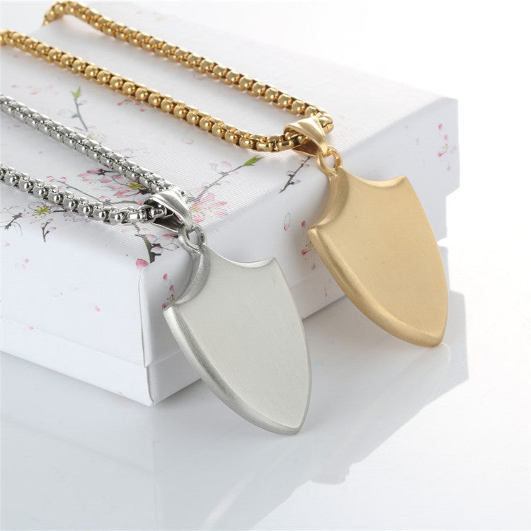 Titanium Steel Shield Pendant for Men - Retro Trendy Stainless Steel Dart Head Design