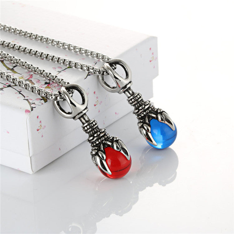 Titanium Steel Men's Pendant Featuring a Monster Dragon Claw with Gemstone Stone - European & American Trendsetter