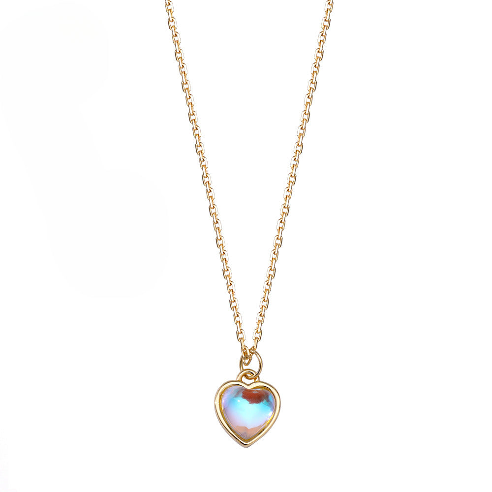 Sterling Silver Blue Crystal Love Necklace Aurora Heart Pendant