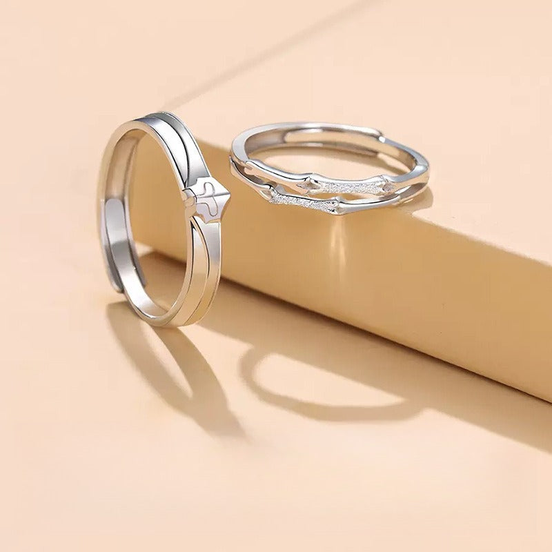Planderful 925 Sterling Silver Couple Ring For Him And Her Niche Design Adjustable High End Jewelry