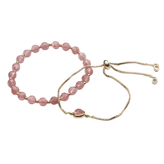Pink Crystal Double Ring Bracelet with Sterling Silver Needle