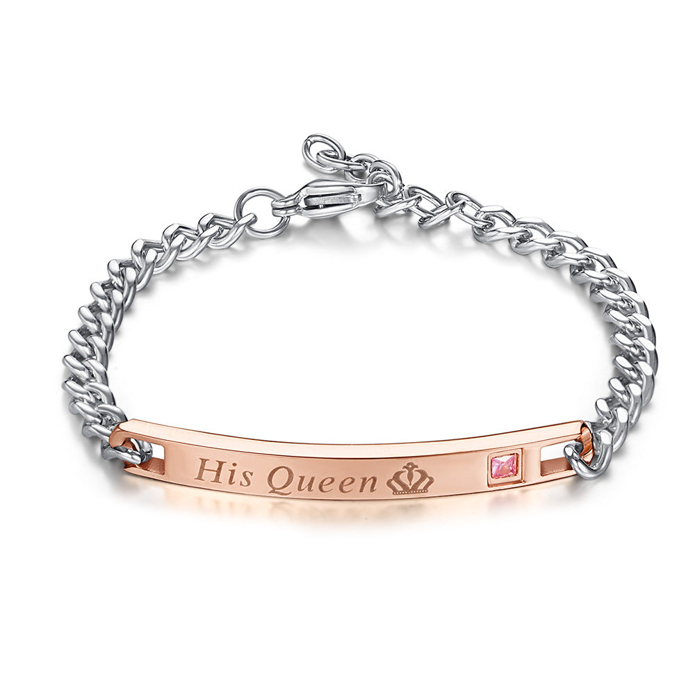 European And American Titanium Steel Couple Bracelets Jewelry Lover Gifts Zircon Encrusted Jewelry For Men And Women