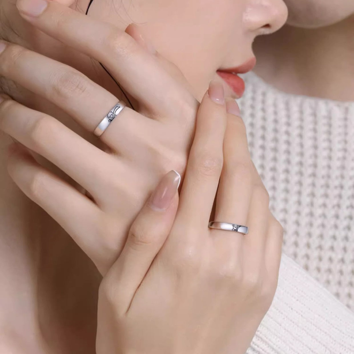 New Couple Ring Men's 925 Sterling Silver Prince Rose Gift