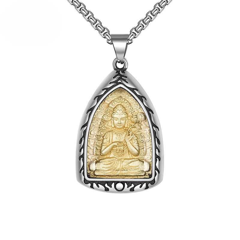Steel Necklace – Vintage Buddhist Amulet