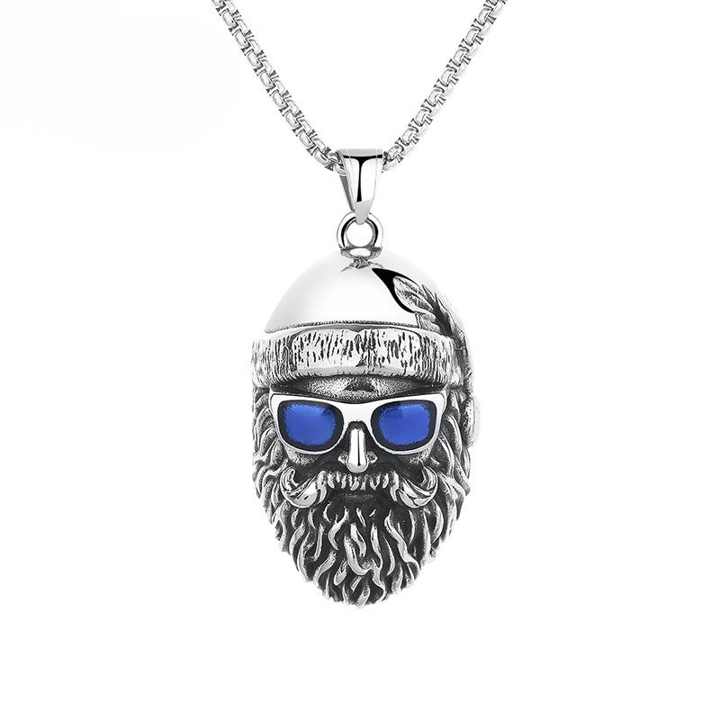 Steel Necklace – Elegant Men's Beard Pendant