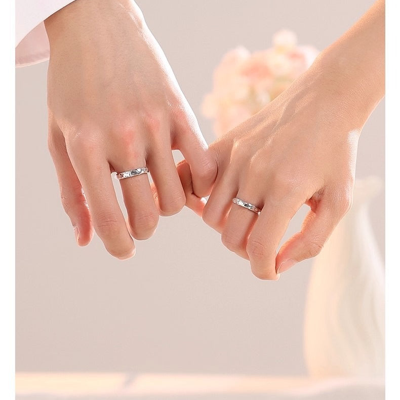 Planderful Sterling Silver Cat And Dog Couple Ring For Girlfriend Adjustable High End Gift