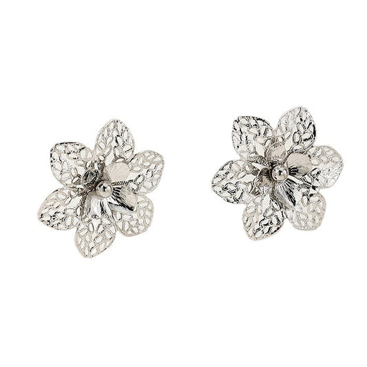 Simple Alloy Flower Stud Earrings - Vienna Verve Collection