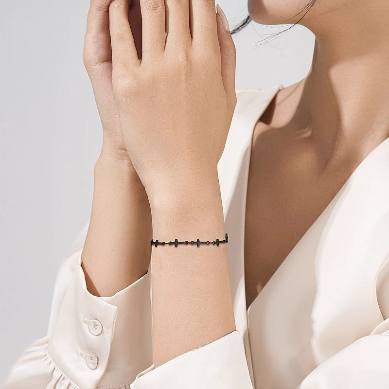 Planderful Jewelry Cross Love Bracelet Titanium Steel Non Fade Finish For Everyday Wear And Gift
