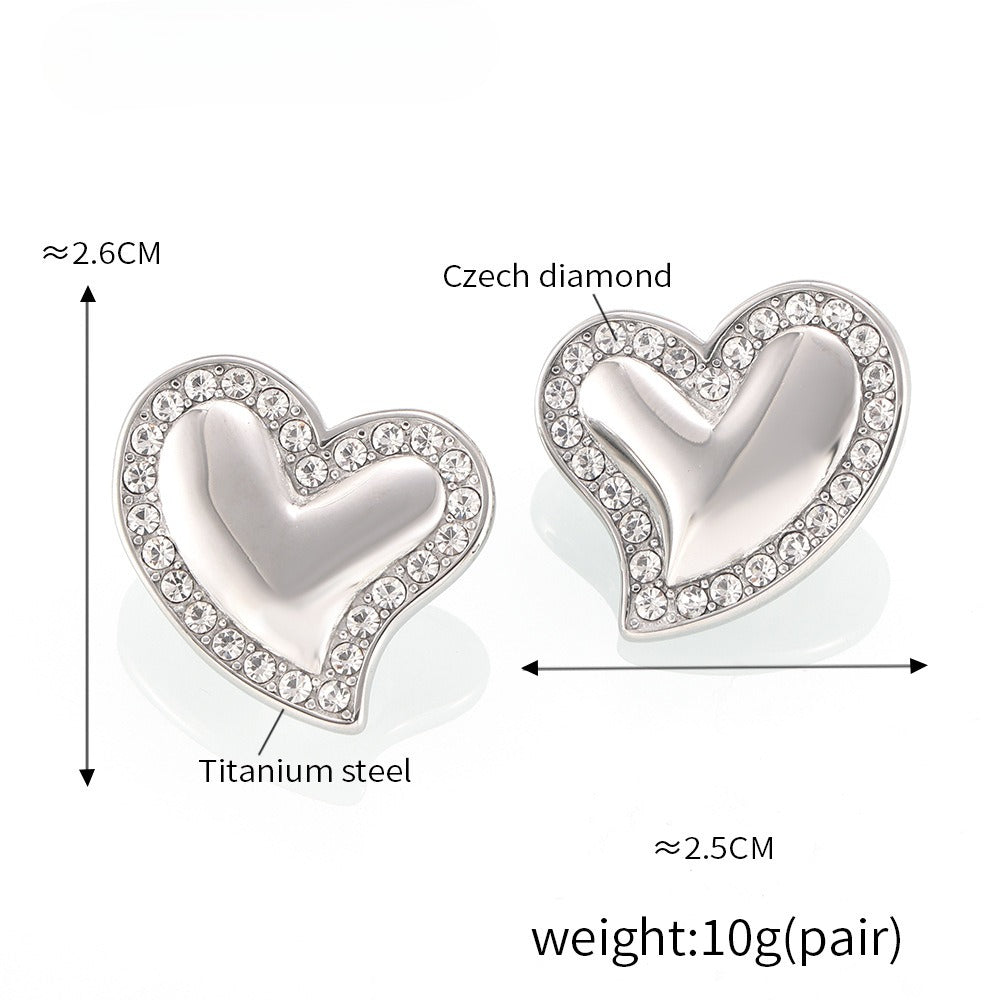 Planderful Heart Zircon Earrings For Women Luxury 18K Gold