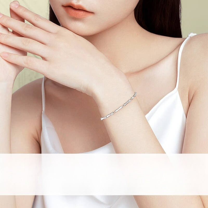 Sterling Silver Bamboo Bracelet For Women By Planderful Shop Luxury Gift For Girlfriend