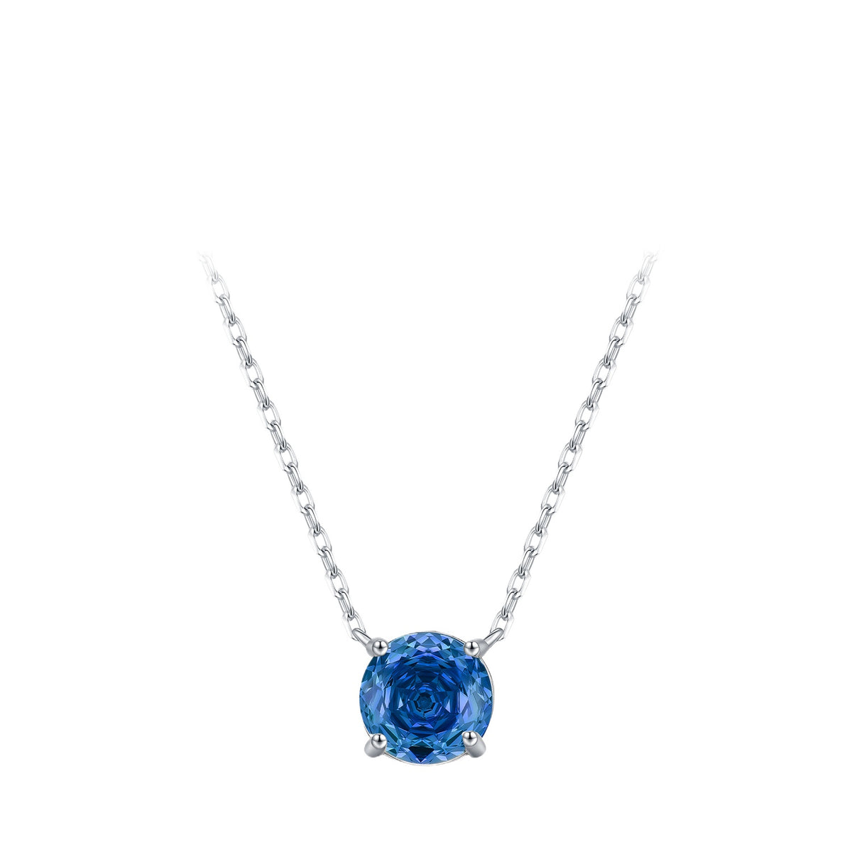 925 Sterling Silver Royal Blue Rose-Cut Zircon Necklace