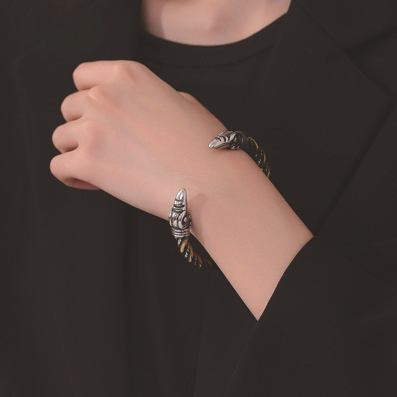 Steel Bracelet – Statement Nordic Odin Crow Head