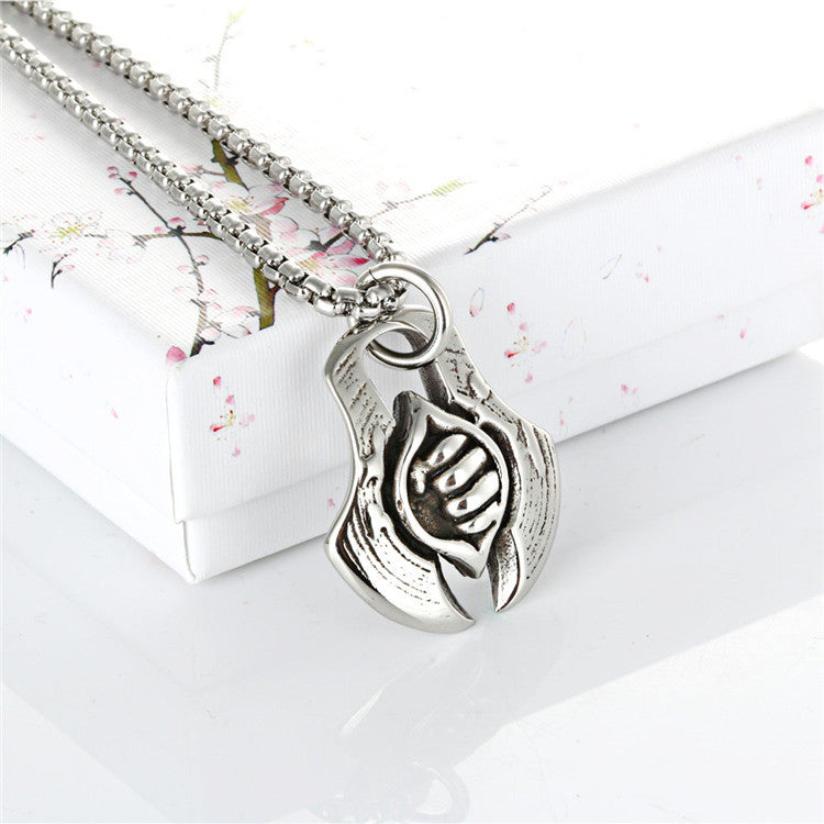 Men's Retro Titanium Steel Fist Pendant Necklace - Trendy Punk Style in Stainless Steel