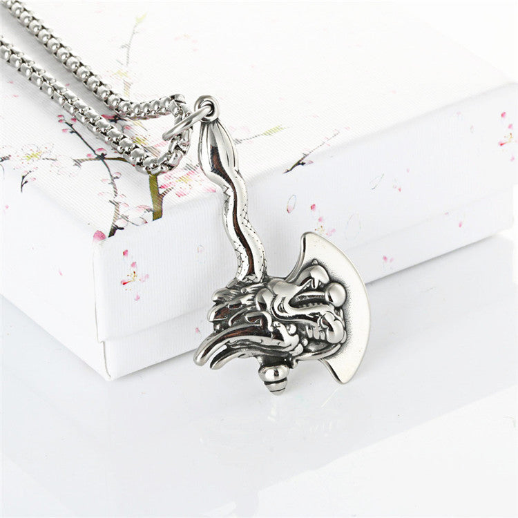 Punk-Inspired Titanium Steel Axe Pendant Necklace for Men