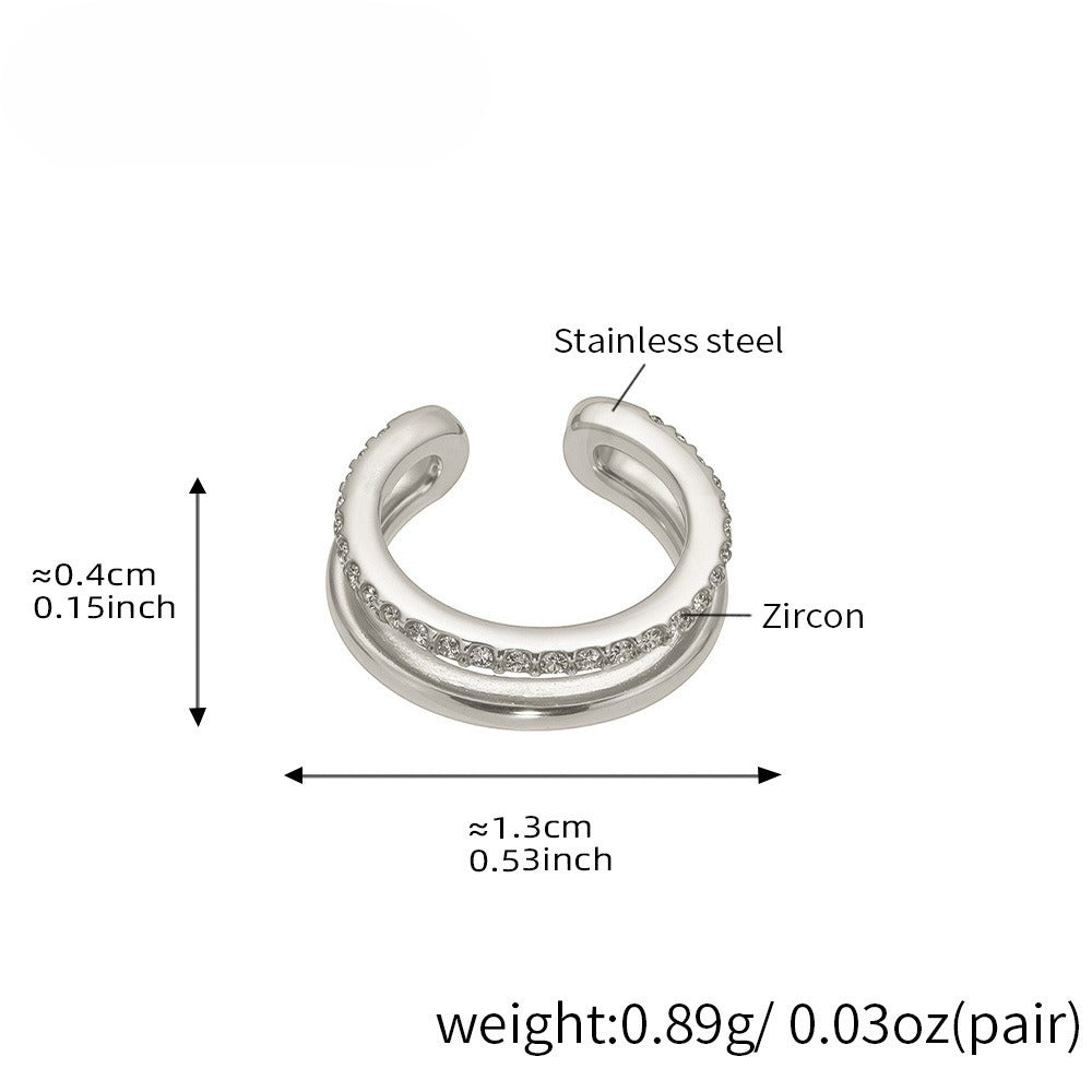 Planderful Women Zircon Ear Bone Clip Earrings 18K Gold