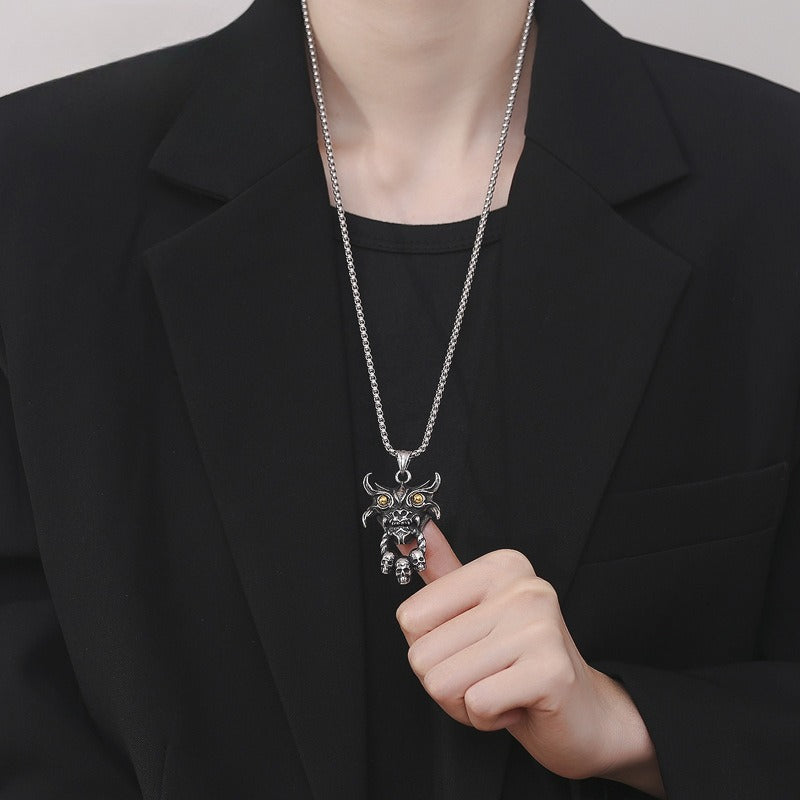 Stainless Steel Necklace – Elegant Ghost Head Sacrifice Inspired Men's Pendant For Everyday Wear Planderful
