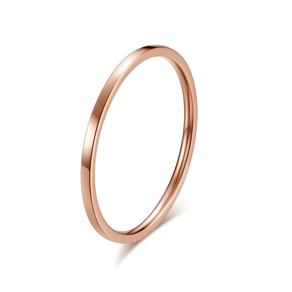 Fresh Simple Solid Color Series Girls Very Fine Rose Gold Silver Tail Ring Women's Ring Finger Ring